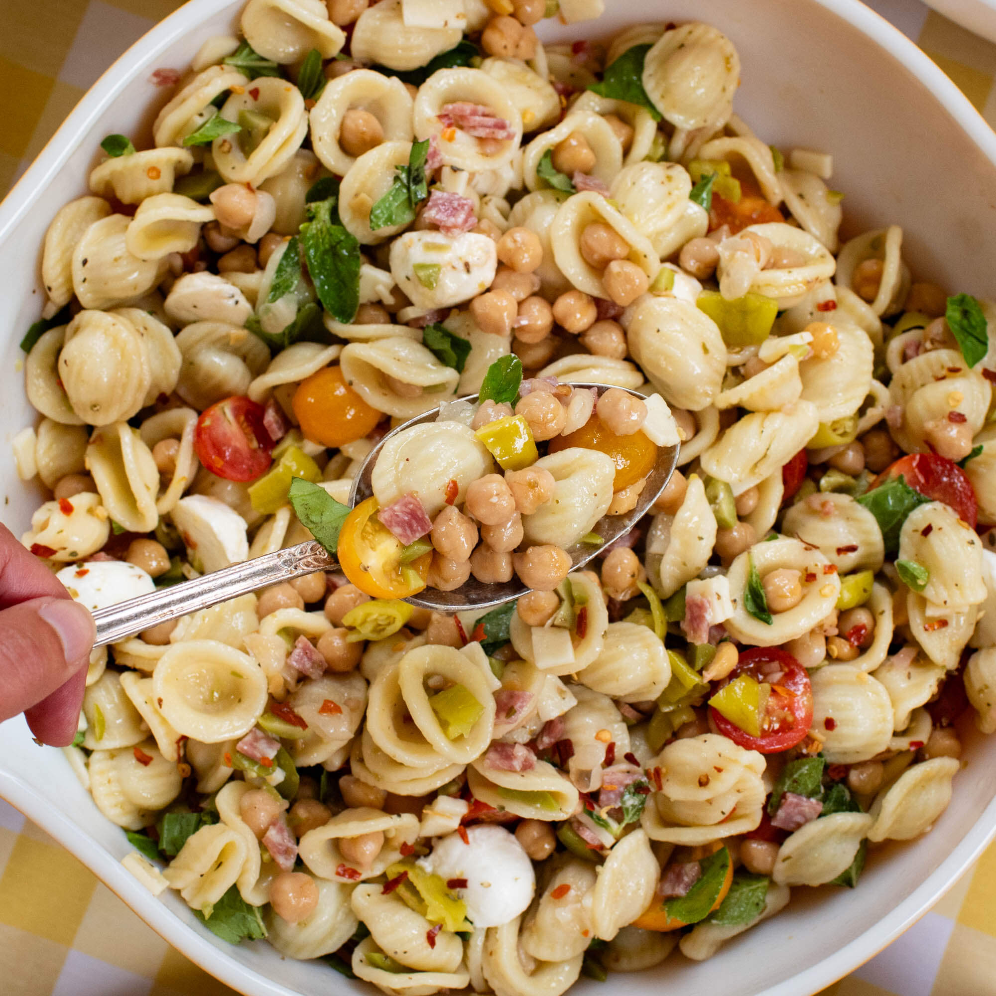 Hoagie-inspired pasta salad with Primary Beans chickpeas