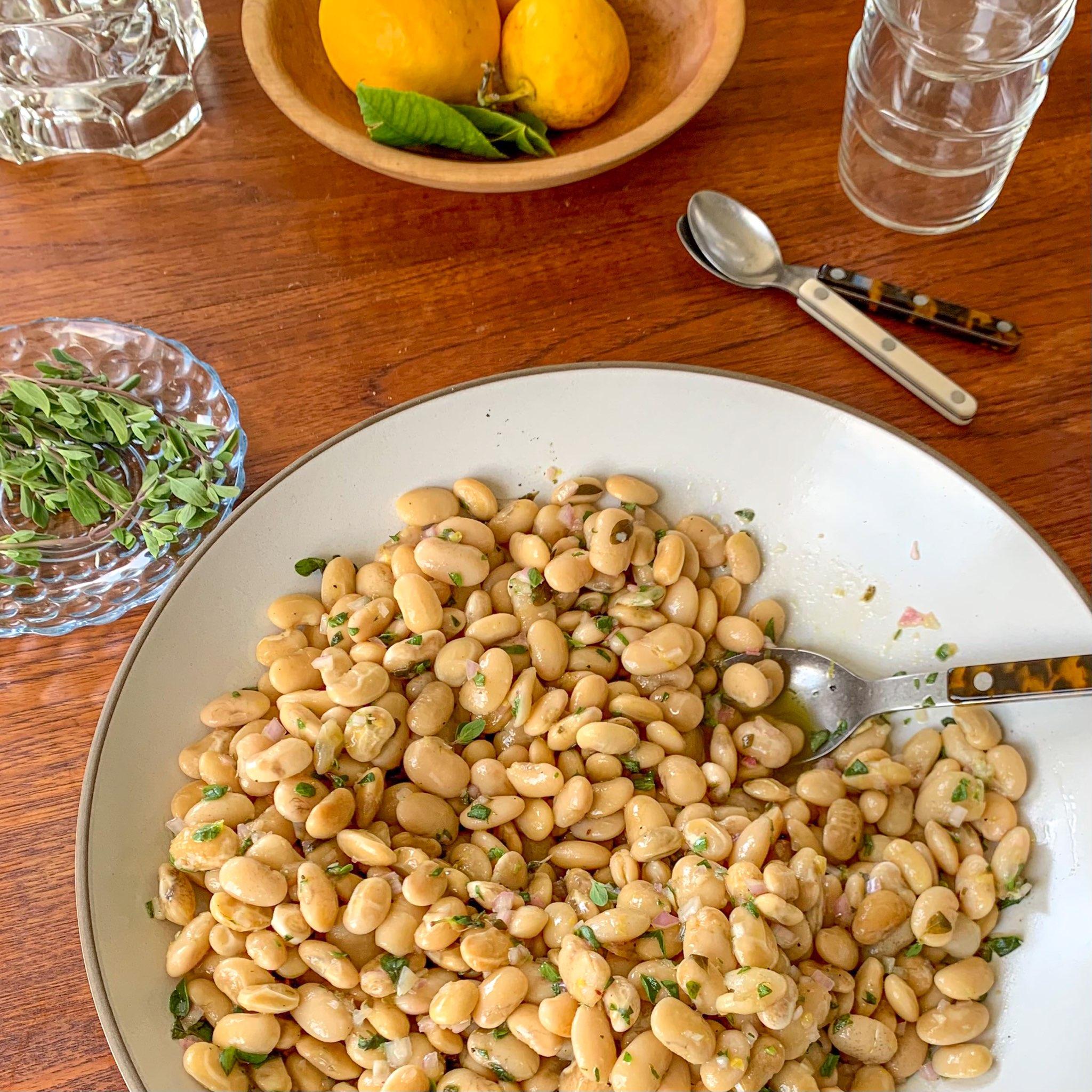 Herby marinated white beans by Annie Lucey with Primary Beans Ayocote Blanco beans