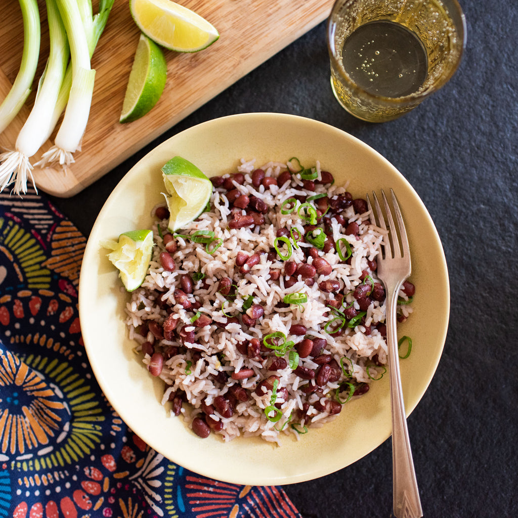 Coconut rice and red beans recipe with Primary Beans Sangre de Toro beans