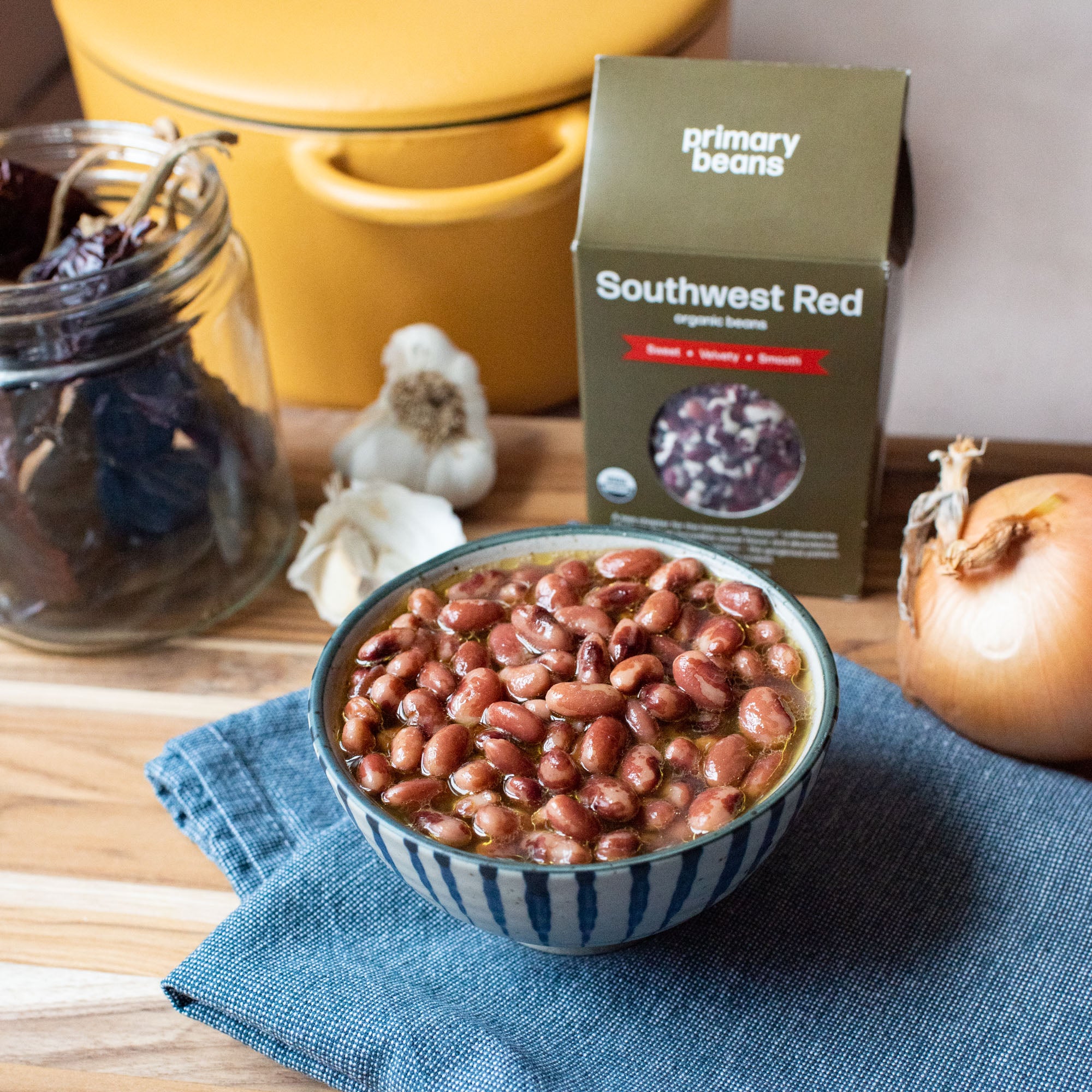 Primary Beans Organic Southwest Red beans brothy counter
